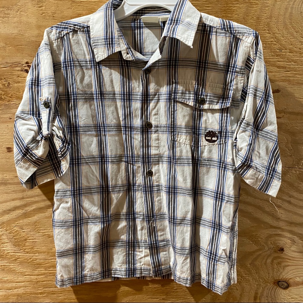 Timberland  plaid boy short sleeve shirt 7